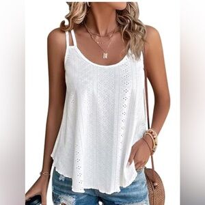 Women's white  Tank Tops Sleeveless Summer Top Spaghetti Strap Spring Shirt